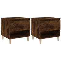 Pack 2 Mesitas De Noche Auxiliar Contrachapada Roble Ahumado 50x46x50 Cm Pack 2 Mesitas De Noche Auxiliar Contrachapada Roble Ahumado 50x46x50 Cm