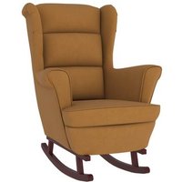Silla Mecedora con Patas de Madera de Caucho