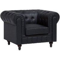 Sillón Chesterfield Tapizado en Piel Sintética Negra