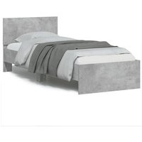 Cama Individual con Cabecero de Madera Gris Hormigón 90x200 Cm