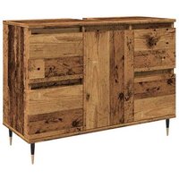 Mueble de Baño Armario de Madera de Ingeniería Envejecida 80x33x60 Cm