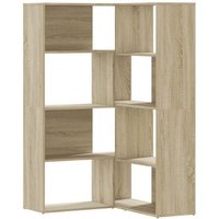Armario de libros de esquina 4 niveles, madera roble Sonoma, 85x85x140 cm