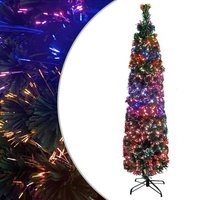 Árbol de Navidad Artificial Estrecho 210 cm con Soporte de Fibra Óptica (Modelo CFW330707)