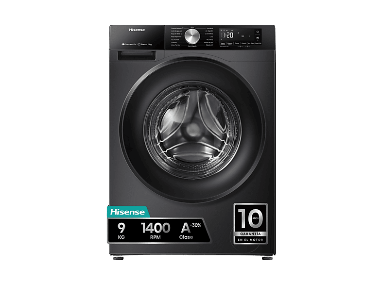 Lavadora Hisense WF3S9043BB3 con Carga Frontal, 9 Kg, 1400 rpm Lavadora Hisense WF3S9043BB3 con Carga Frontal, 9 Kg, 1400 rpm