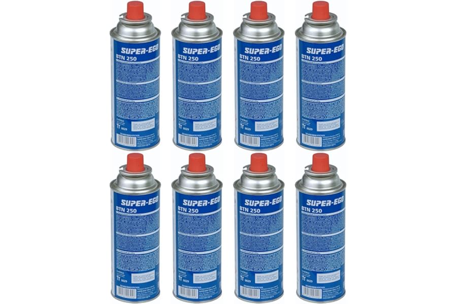 Pack de 8 Cartuchos de Gas Butano KROWN K-250 de 227g