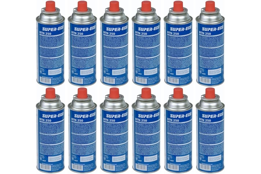 KROWN - Pack 12 Cartuchos de Gas Butano K-250, 227g