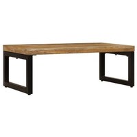 Mesa de Centro de Madera Maciza con Mango y Acero 100x50x35 cm