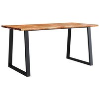 Mesa de Comedor Borde Vivo Madera Maciza Acacia 160x80x75cm