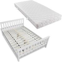 Cama con colchón de madera de pino maciza 140x200 cm