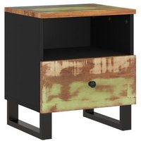 Mesita de Noche de Madera Maciza Reciclada y Contrachapada