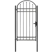 Puerta de Jardín con Arco Superior 100x250 Cm Acero Negro Puerta de Jardín con Arco Superior 100x250 Cm Acero Negro