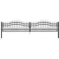 Puerta De Valla Punta Lanza Acero Negro 406x120cm Vidaxl