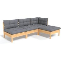 Juego de Muebles de Jardín 4 Piezas de Madera de Pino