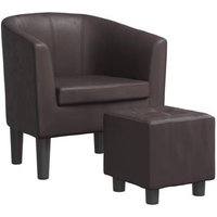Sillón con taburete de cuero sintético