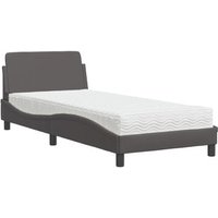 Cama con colchón de cuero sintético 90x190 cm