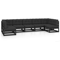 Set de Muebles de Jardín 7 Piezas con Cojines Madera Pino