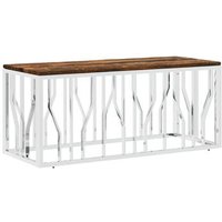 Mesa de Centro de Acero Inoxidable y Madera Maciza Reciclada