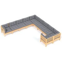 Juego de Muebles de Jardín 10 Pzas y Cojines Madera Pino Vidaxl