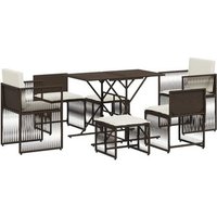 Set Comedor de Jardín 7 Piezas Ratán Sintético