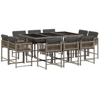 Set de Comedor de Jardín Ratán Sintético Gris