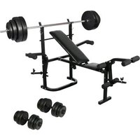 Banca de Gimnasio Plegable Vidaxl con Mancuernas y Pesas