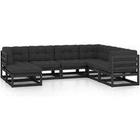 Juego de Muebles de Jardín de Madera Pino Maciza de 7 Piezas
