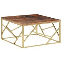 Mesa De Centro Vidaxl Centro De Mesa Acero Inoxidable Y Madera Maciza