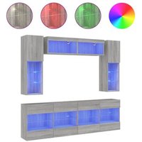 Muebles de TV de pared con luces LED (6 Piezas)