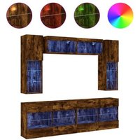 Mueble de TV de pared con luces LED 6 piezas