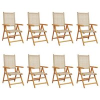 Sillas de Jardín X8 Ratán Pe Madera Maciza