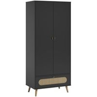 Armario 2 Puertas Y 1 Cajón con Rejilla de Ratán 85 x 195 cm