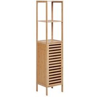 Armario de Baño Minimalista de Bambú con Estantes y Puerta