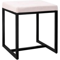 Taburete Barci Con Marco Negro Tela Crema 40x40x48 Cm