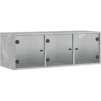 Mueble de Pared con Puertas de Vidrio Gris Hormigón 102x35x37 cm