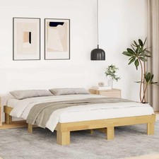 Marco de Cama de Roble Macizo 140x190 cm con Base de Listones