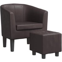 Sillón de salón con taburete de cuero sintético CFW71140