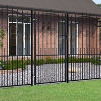 Puerta de Valla de Jardín Punta<bos> Lanzah Acero Recubierto Negro 103x225cm