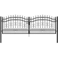 Vidaxl Puerta de Valla Punta Lanza Acero Recubierto Negro 305x151cm Vidaxl Puerta de Valla Punta Lanza Acero Recubierto Negro 305x151cm