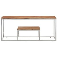 Mesa Auxiliar de Centro Acero Inoxidable y Madera Maciza Acacia