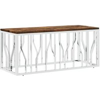 Mesa de Centro Auxiliar Acero Inoxidable y Madera Maciza Reciclada CFW772403
