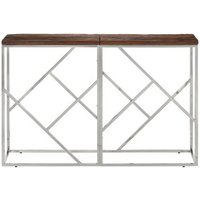 Mesa Consola Auxiliar Acero Inoxidable Madera Maciza Cfw771501