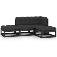 Conjunto de Muebles de Jardín de Pino Macizo 4 Piezas