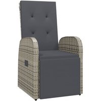 Sillón Reclinable de Jardín con Cojines de Ratán Sintético