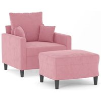 Sillón de Salón con Taburete Terciopelo Rosa