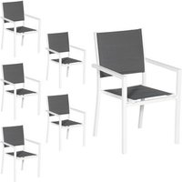 Juego de 6 Sillas Tapizadas de Aluminio con Textileno Gris