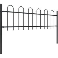 Valla de Jardín de Acero Negro 6,8x0,6 m