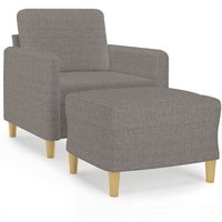 Sillón con Taburete Tela Gris