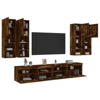 Mueble de Salón con Luces LED Roble Ahumado