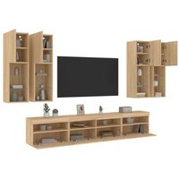 Mueble TV de Pared con Luces LED Roble Sonoma