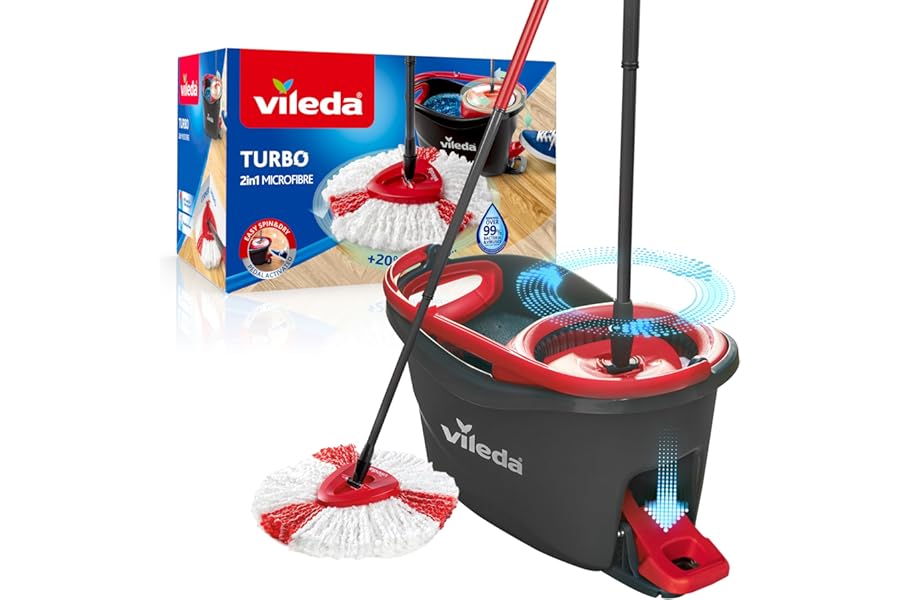 Vileda Turbo Juego de Cubo de fregona con Pedal
